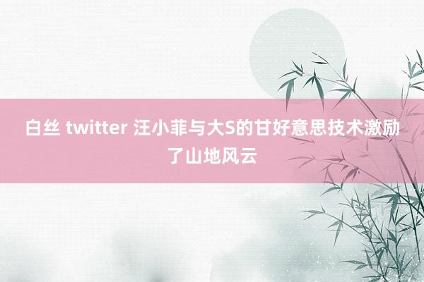 白丝 twitter 汪小菲与大S的甘好意思技术激励了山地风云