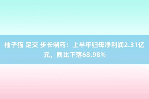 柚子猫 足交 步长制药：上半年归母净利润2.31亿元，同比下落68.98%