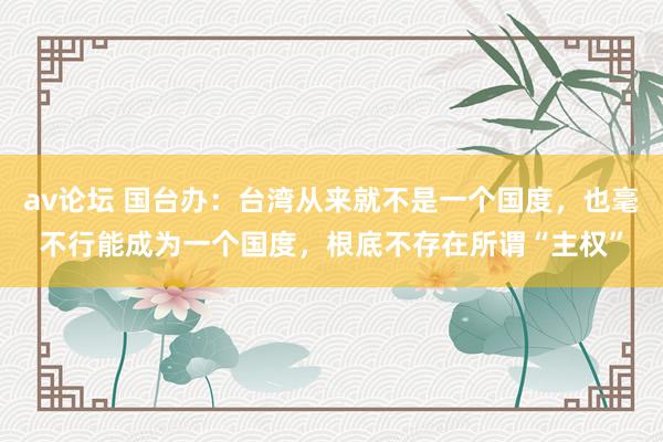 av论坛 国台办：台湾从来就不是一个国度，也毫不行能成为一个国度，根底不存在所谓“主权”