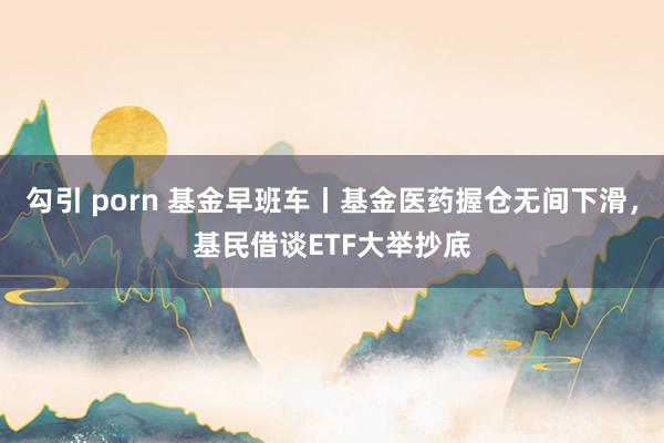 勾引 porn 基金早班车丨基金医药握仓无间下滑，基民借谈ETF大举抄底