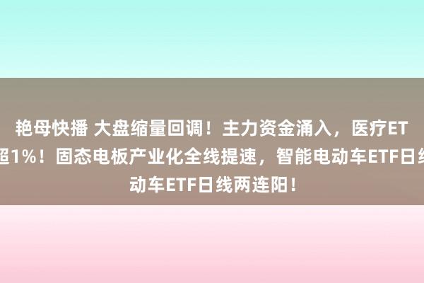 艳母快播 大盘缩量回调！主力资金涌入，医疗ETF逆市涨超1%！固态电板产业化全线提速，智能电动车ETF日线两连阳！