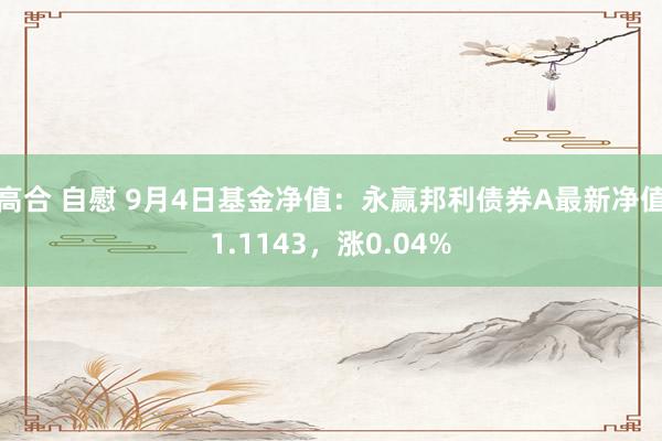 高合 自慰 9月4日基金净值：永赢邦利债券A最新净值1.1143，涨0.04%