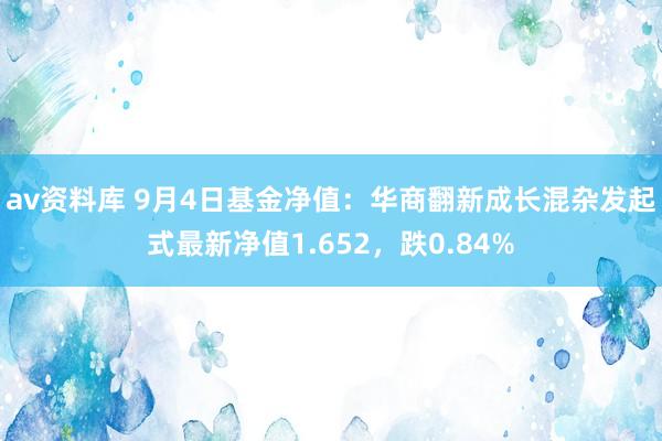 av资料库 9月4日基金净值：华商翻新成长混杂发起式最新净值1.652，跌0.84%