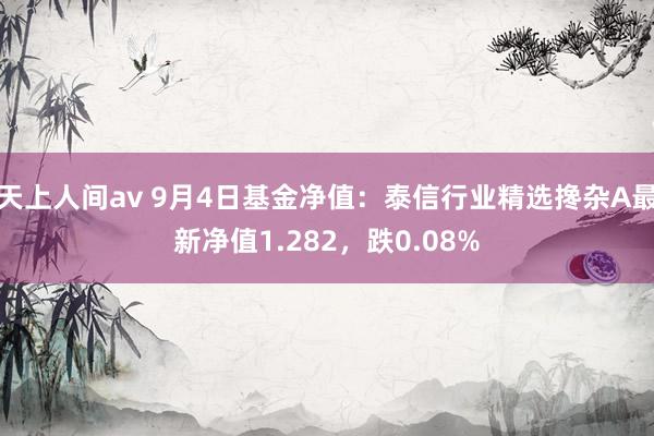 天上人间av 9月4日基金净值：泰信行业精选搀杂A最新净值1.282，跌0.08%