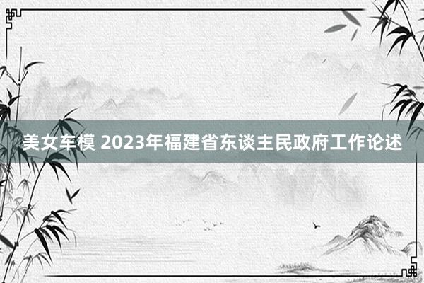 美女车模 2023年福建省东谈主民政府工作论述